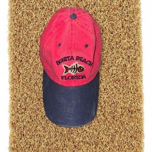 Men’s Adjustable Red and Blue Bonita Beach Florida Cap